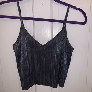 Silver Spaghetti Strap Crop Top
